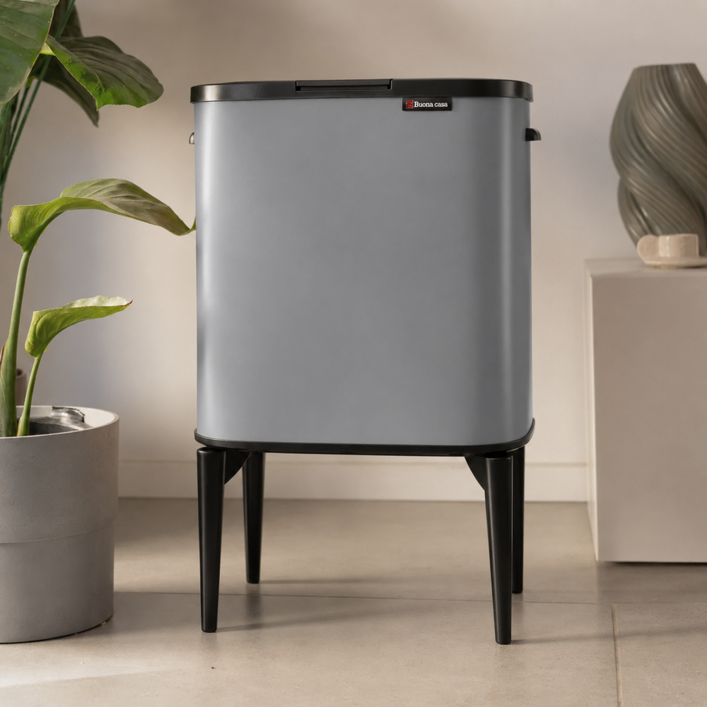 פח אשפה מעוצב 33 ליטר עם רגליים Calabria Urban Gray | Buona Casa