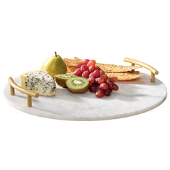 מגש שיש בעל ידיות בצבע זהב