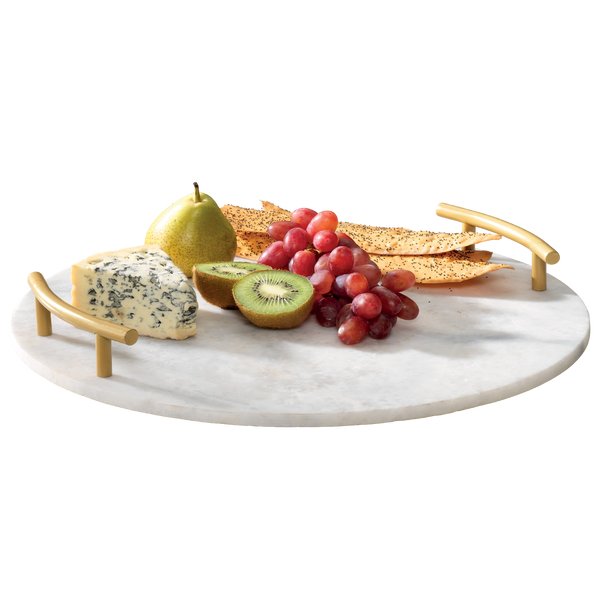 מגש שיש בעל ידיות בצבע זהב