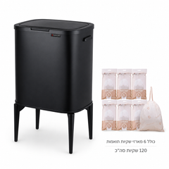פח מעוצב 33 ליטר שחור + מארז 6 יח' שקיות אשפה - תמונת מוצר ראשית | Buona Casa