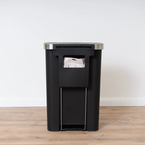 פח דוושה פלסטיק שחור VICENZA 50L + חבילת 20 שקיות זבל מתנה!