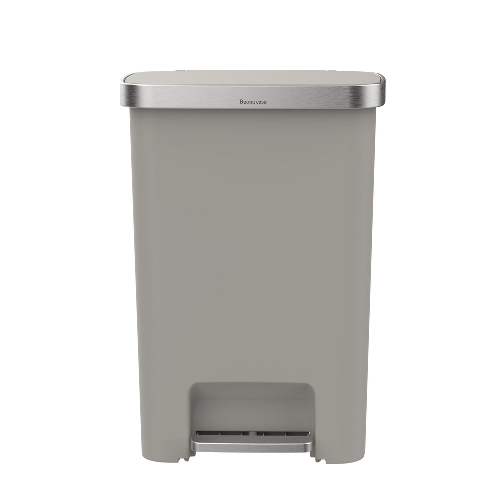 פח דוושה פלסטיק בז׳ VICENZA 50L + חבילת 20 שקיות זבל מתנה!