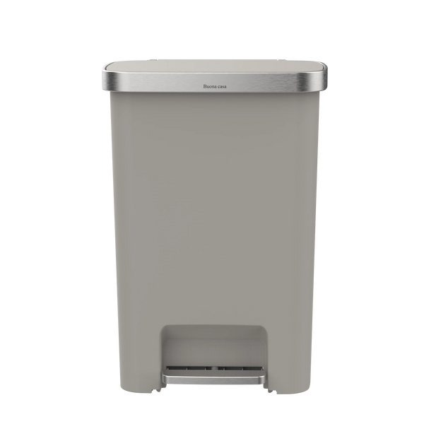 פח דוושה פלסטיק בז׳ VICENZA 50L + חבילת 20 שקיות זבל מתנה!