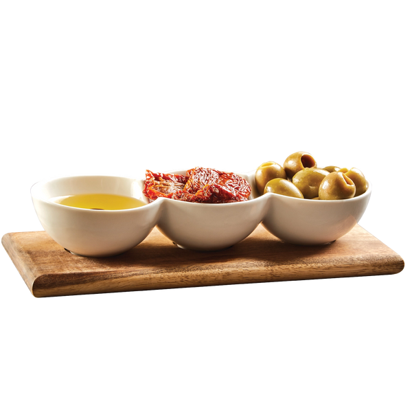 מגש הגשה מעץ עם 3 קעריות