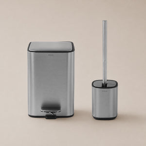 פח שירותים ומברשת Cube נירוסטה מוברשת 5L – סרטון ראשי